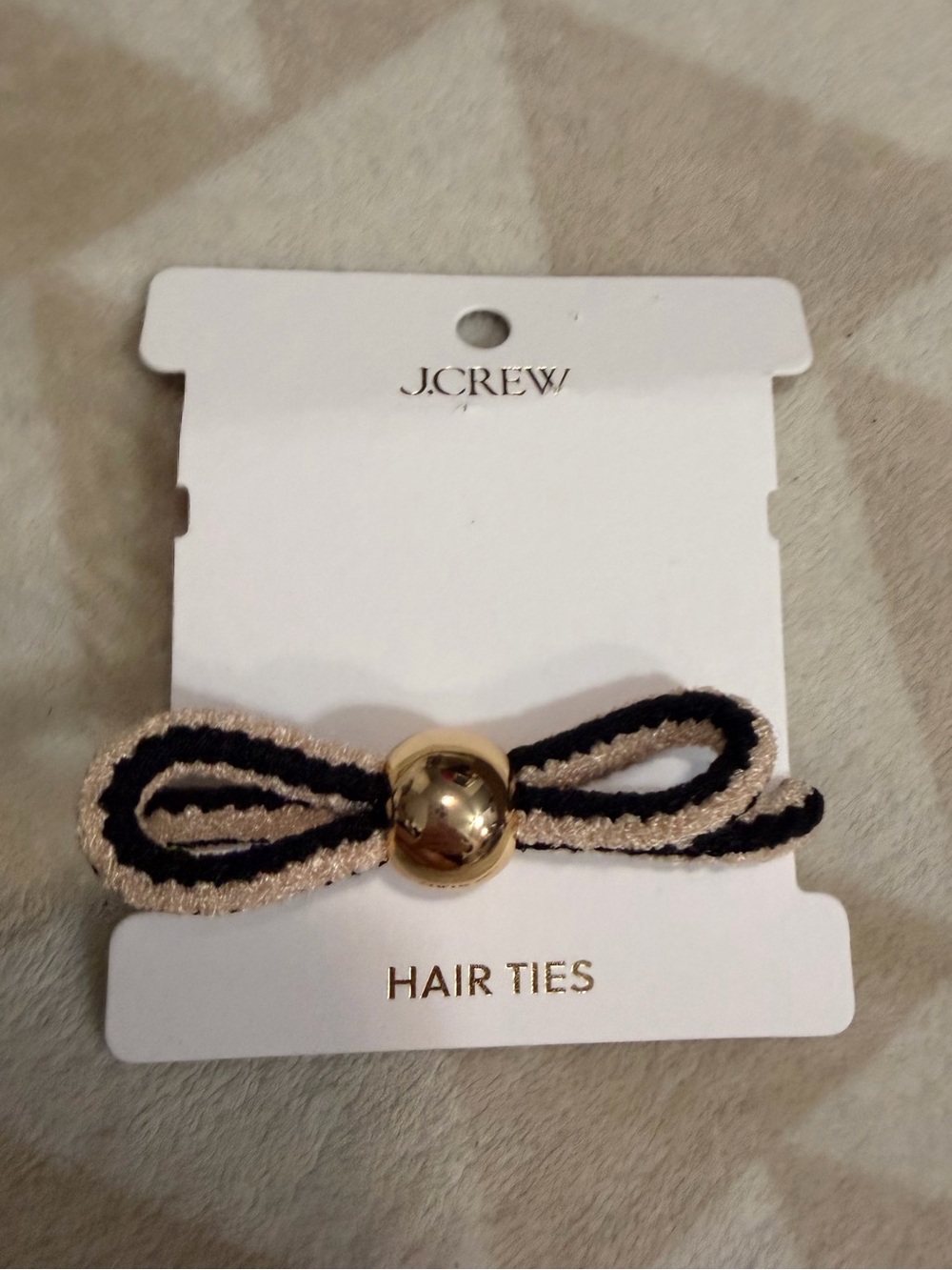 J crew black cream bow hair tie